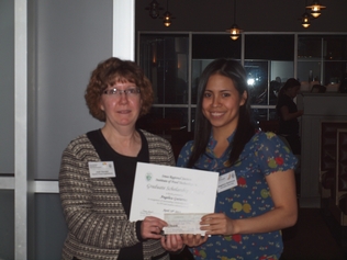 <p>Past-Chair, Joan Randall presented the 2013&nbsp;$500&nbsp;Iowa Section IFT Outstanding Graduate Student Scholarship to Angela Gutierrez.</p>